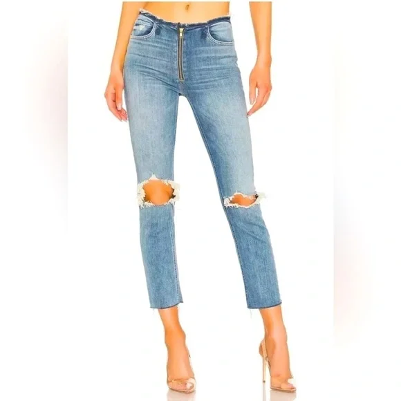 Mother Distressed Jeans Straight Leg Dazzler XYZ Double Fray Helter Skelter 27 - Picture 2 of 10